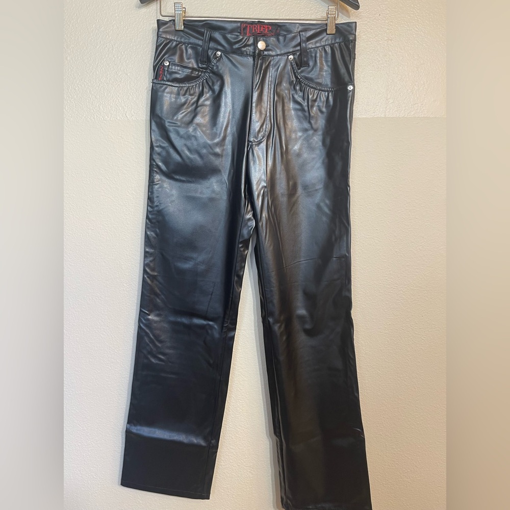 Tripp NYC Black Faux Leather Straight Raver Pants